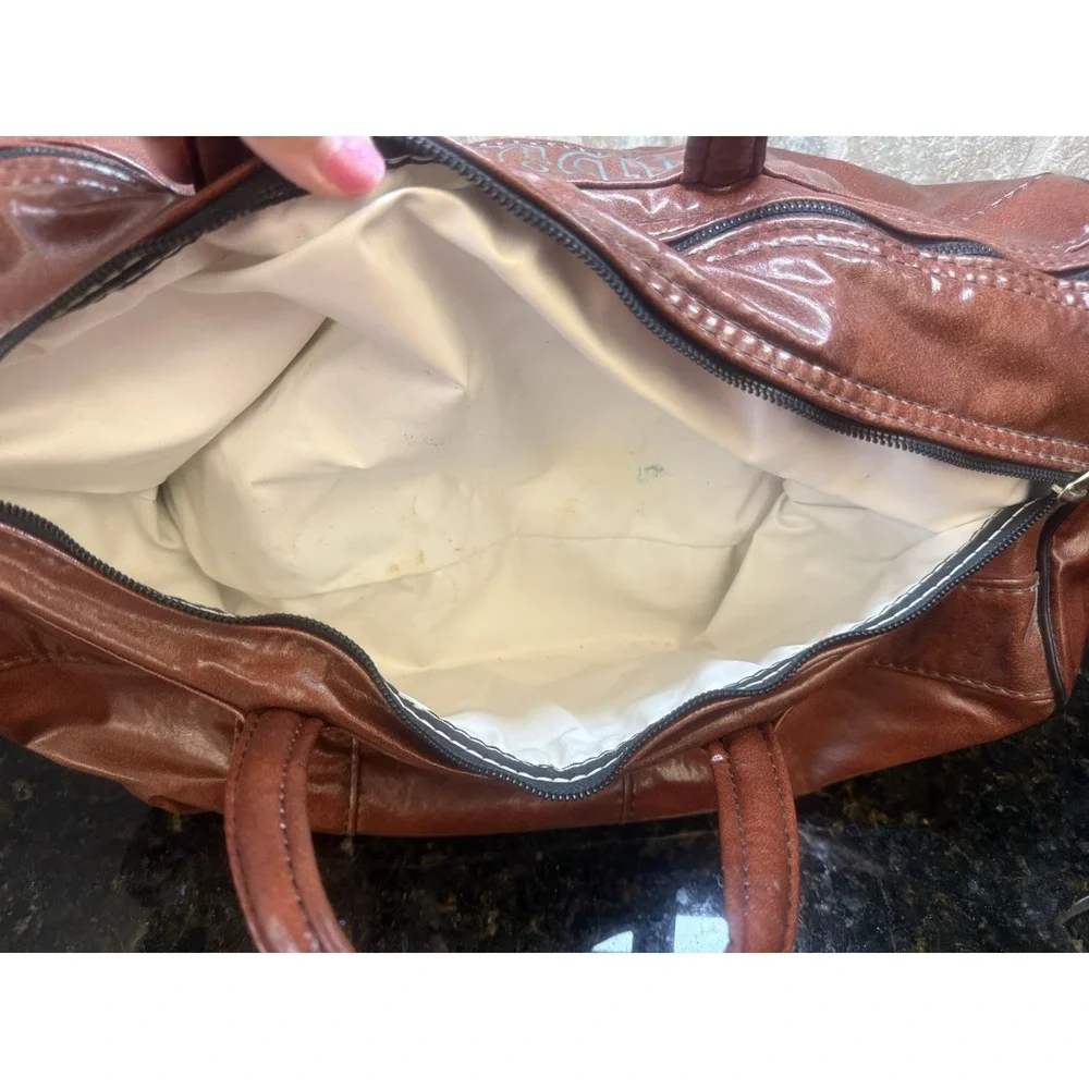 Vtg Wilson Faux Vegan Brown Leather Sports Duffle Carry On Gym Travel Bag RARE